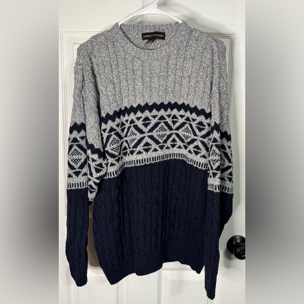 Vintage Liberty Sweaters Heavy Knit Sweater Men Grandpa Dad Medium